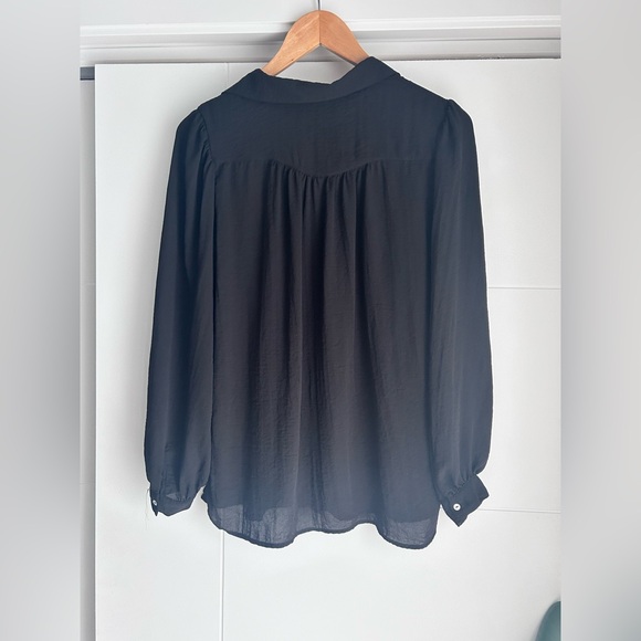 H&M Black Button Down sheer Shirt - Picture 3 of 5